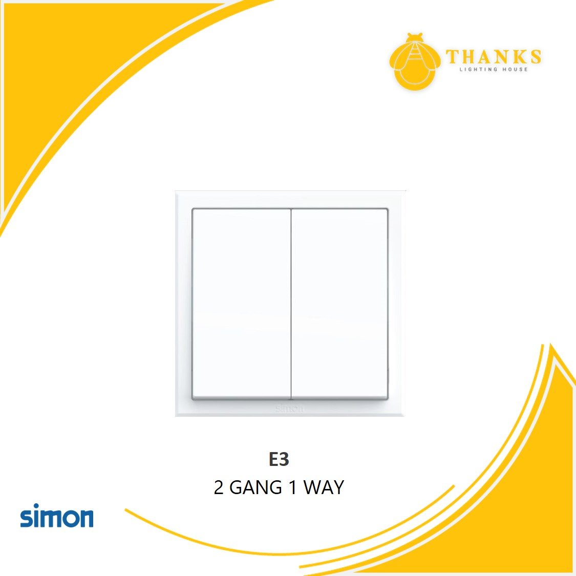 SIMON E3 2 GANG 1 WAY SWITCH WHITE Simon Wall Switches and Sockets