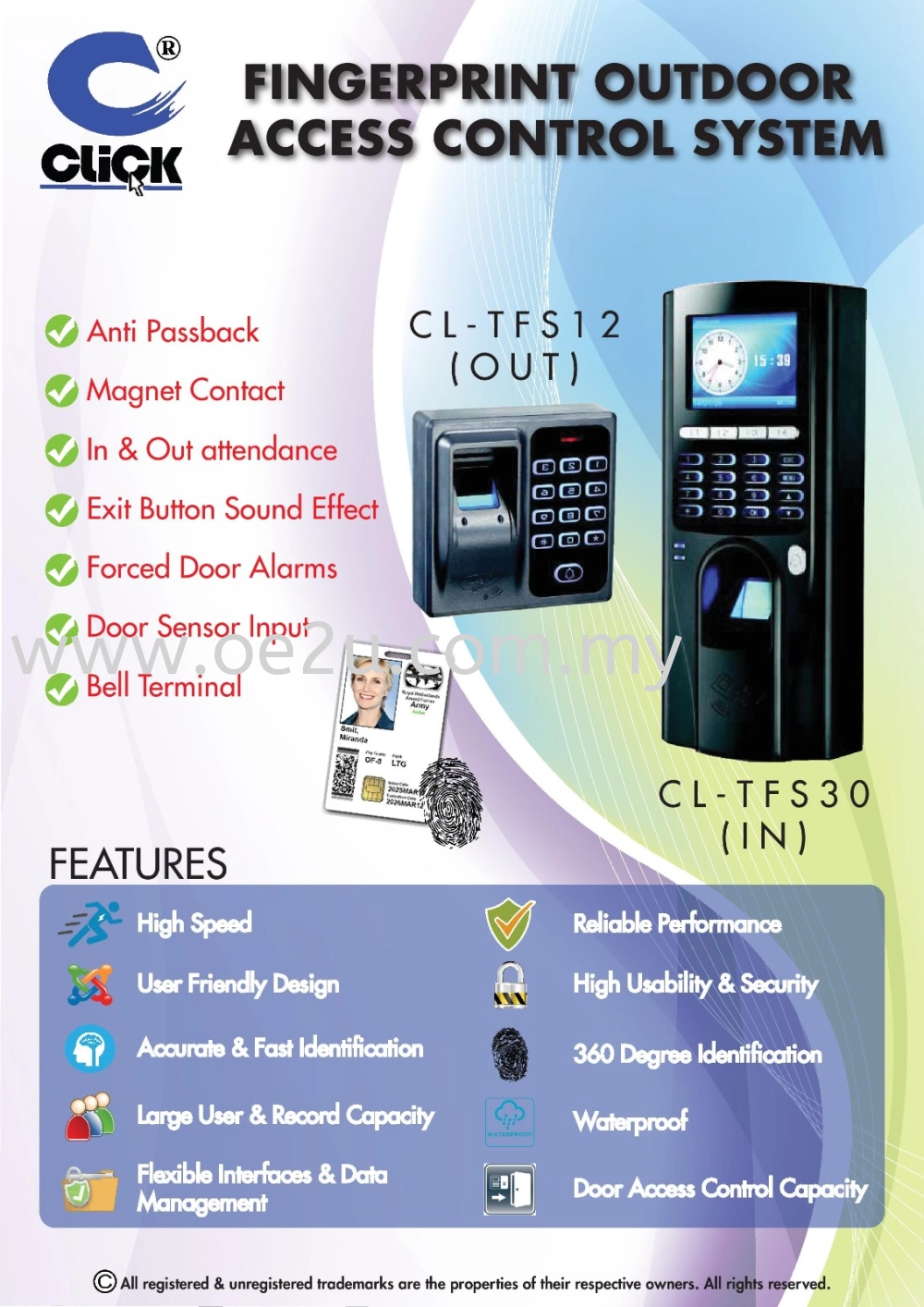 CLICK CL-TFS30 Fingerprint Time Attendance & Door Access System (c/w CL-TFS12 External Scanner Module & Software Reporting)