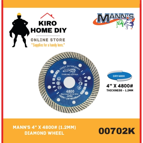 MANN'S (4 Inches x 4800#) (1.2mm) Diamond Wheel - 00702K