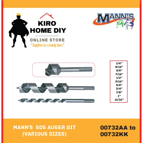 MANN'S  SDS Auger Bit (Various Sizes) - 00732AA/ 00732BB/ 00732CC/ 00732DD/ 00732EE/ 00732FF/ 00732GG/ 00732HH/ 00732II/ 00732JJ/