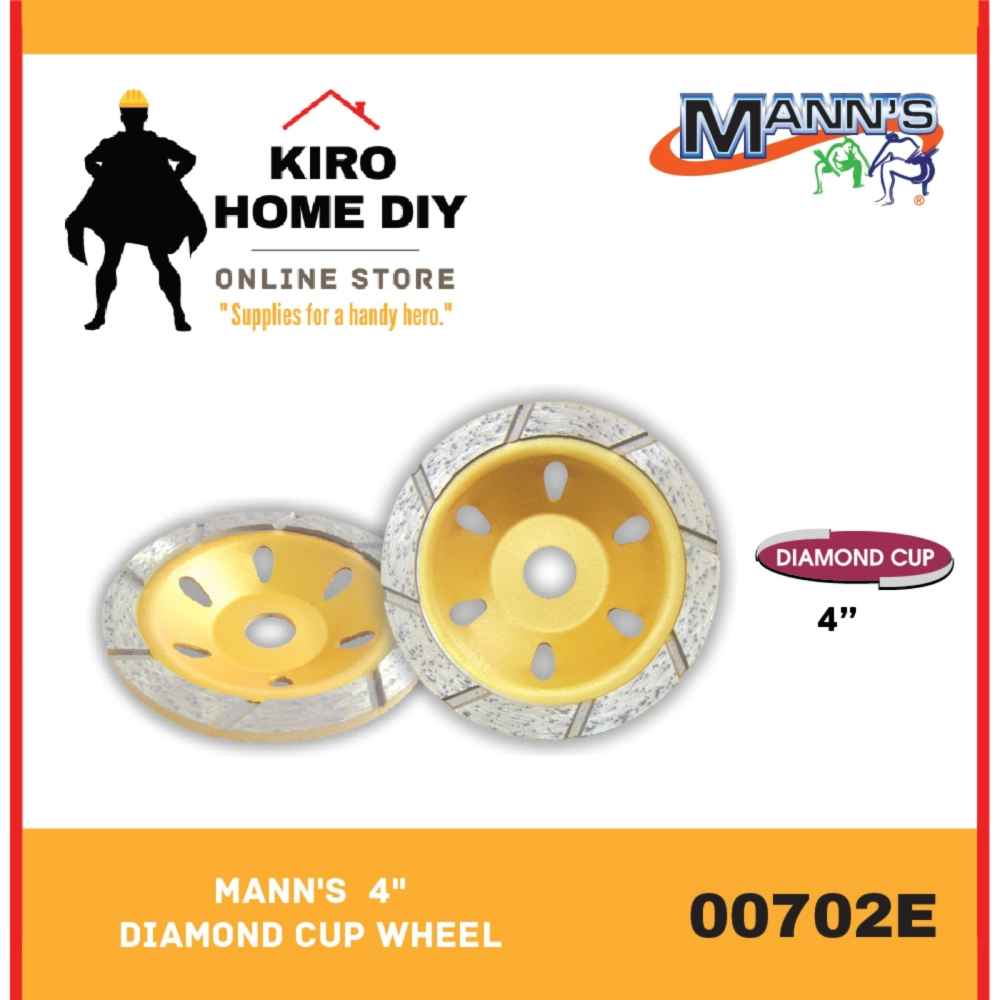 MANN'S  4" Diamond Cup Wheel - 00702E