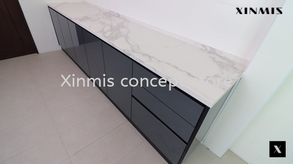  BATTLESHIP GREY 4G GLASS DOOR Aluminium kitchen cabinet Selangor, Malaysia, Melaka, Kuala Lumpur (KL), Petaling Jaya (PJ), Malim Jaya Supplier, Supply, Design, Services | XINMIS CONCEPT STORE