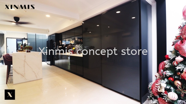  BATTLESHIP GREY 4G GLASS DOOR Aluminium kitchen cabinet Selangor, Malaysia, Melaka, Kuala Lumpur (KL), Petaling Jaya (PJ), Malim Jaya Supplier, Supply, Design, Services | XINMIS CONCEPT STORE