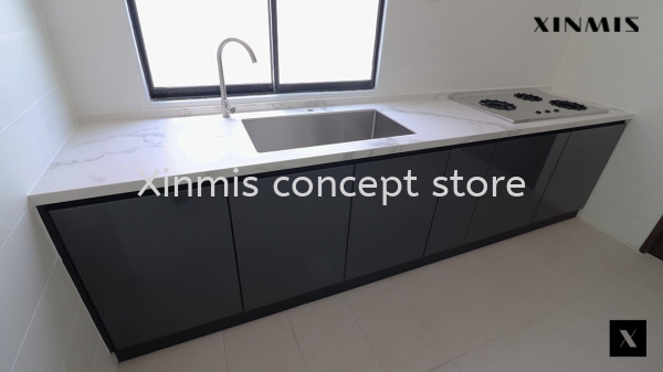  BATTLESHIP GREY 4G GLASS DOOR Aluminium kitchen cabinet Selangor, Malaysia, Melaka, Kuala Lumpur (KL), Petaling Jaya (PJ), Malim Jaya Supplier, Supply, Design, Services | XINMIS CONCEPT STORE