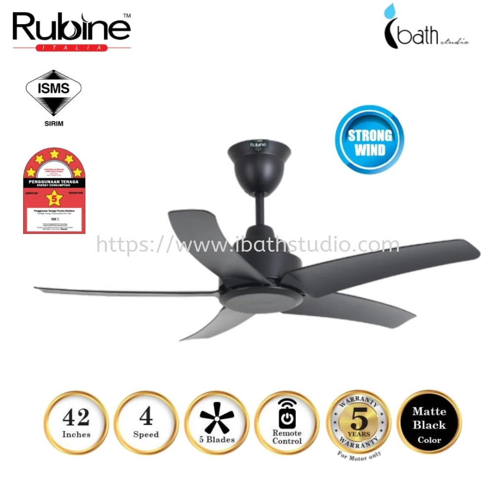 RUBINE RCF-VENTO42-5B-MB CEILING FAN