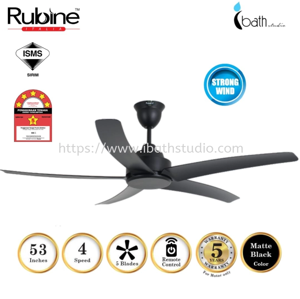 RUBINE RCF-VENTO53-5B-MB CEILING FAN