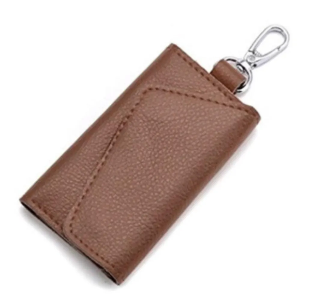 Leather Key Button Pouch