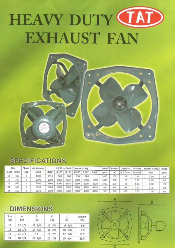 industrial exhaust fan dimensions