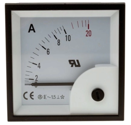 901-0346 - RS PRO Analogue Panel Ammeter 10A AC, 68mm x 68mm, ±1.5 % Moving Iron