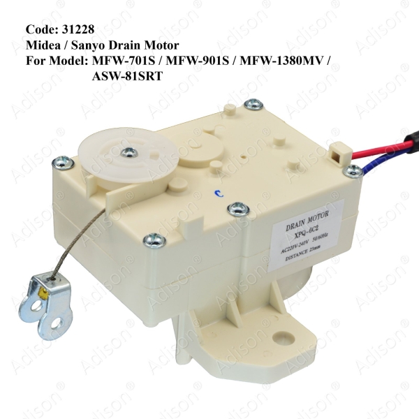 Code: 31228 Midea / Sanyo Drain Motor For MFW-701S / MFW-901S / MFW-1380MV / ASW-81SRT Drain Motor / Gear Motor Washing Machine Parts Melaka, Malaysia Supplier, Wholesaler, Supply, Supplies | Adison Component Sdn Bhd