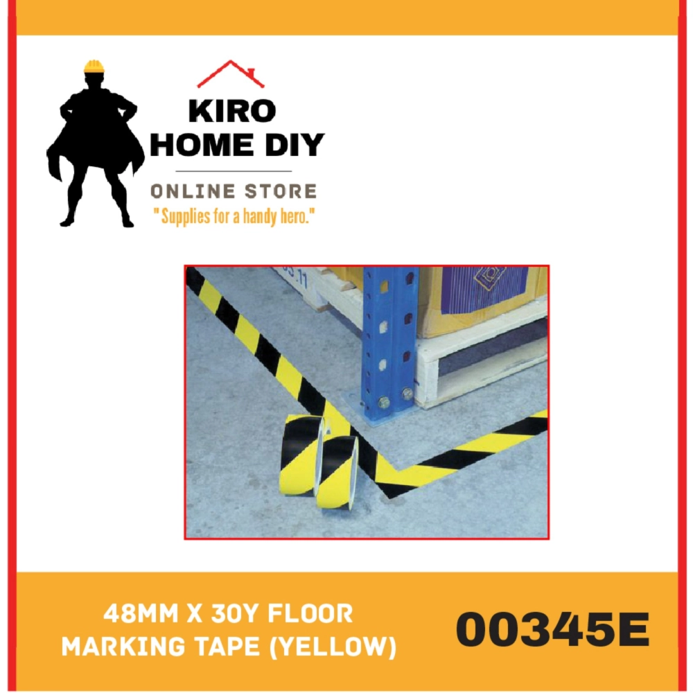 48mm x 30Y Floor Marking Tape/ Yellow & Black Tape (Yellow)  00345E