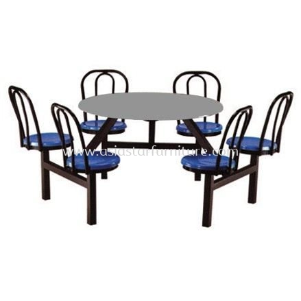 6 SEATER ROUND FIBREGLASS TABLE WITH BACKREST