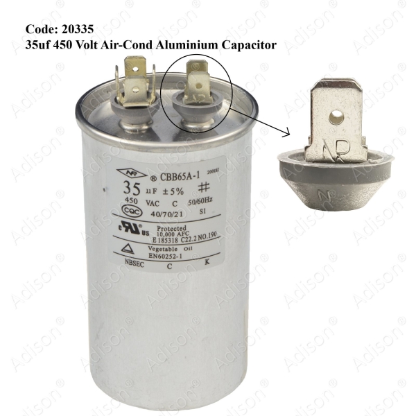 (Out of Stock) Code: 20335 35 uf 450 Volt Air-Cond Aluminium Capacitor Air Conditioner Aluminium Capacitor Capacitor Parts Melaka, Malaysia Supplier, Wholesaler, Supply, Supplies | Adison Component Sdn Bhd