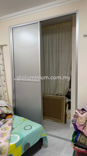 S. door 2 panel ( Na + ACP silver) @Sausana 4/2b,Tun hussein onn  Aluminium Sliding Doors Selangor, Malaysia, Kuala Lumpur (KL), Cheras Supplier, Installation, Supply, Supplies | GL GLASS & ALUMINIUM TRADING