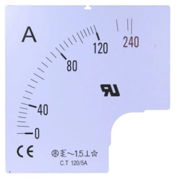 901-0494 - RS PRO Meter Scale, 250A, for use with 96 x 96 Analogue Panel Ammeter