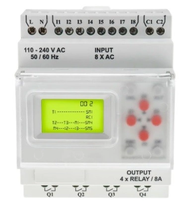 917-6361 - RS PRO Logic Module - 8 Inputs, 4 Outputs, Digital, Relay, ModBus Networking, Computer In