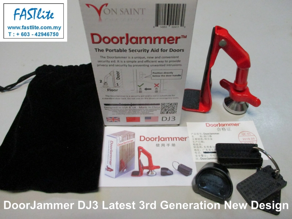 DoorJammer Portable Door Lock Brace for Travel Security and Personal  Protection DJ3
