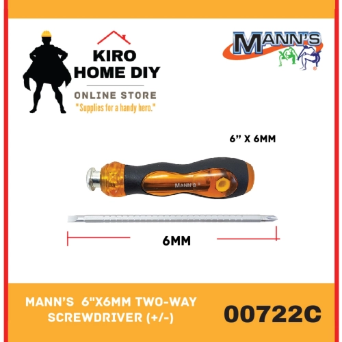 MANN’S  6"x6mm Two-Way Screwdriver (+/-)  00722C