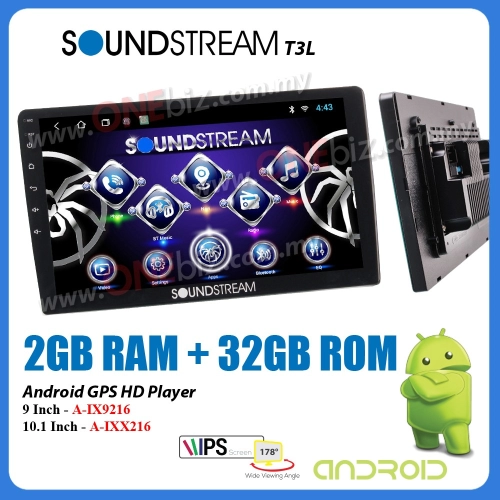 Soundstream T3L 9 Inch or 10.1 Inch Android GPS HD IPS Player 2GB RAM + 16GB ROM with Free One Way HD Camcorder - A-IX9216 / A-IXX216