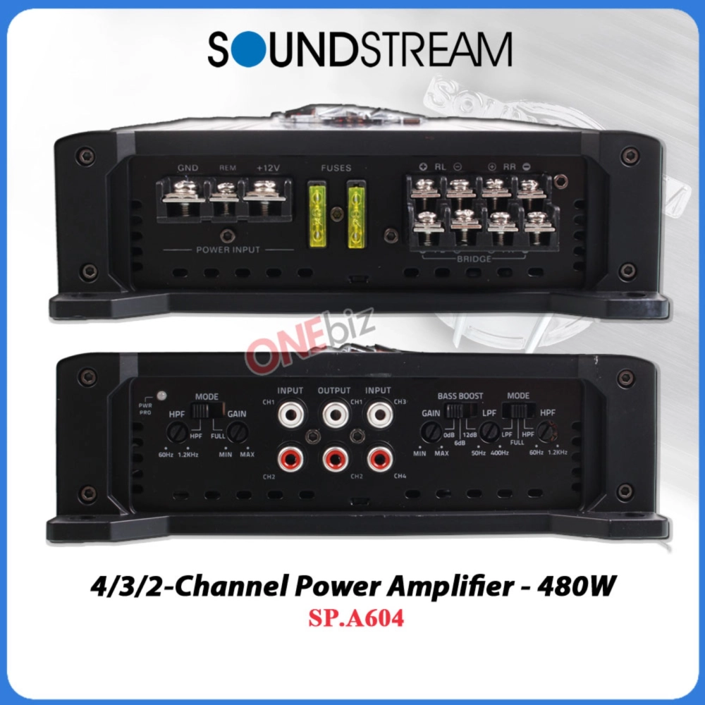 Soundstream 4/3/2-Channel Power Amplifier - 480W + 6.5 Inch 3-Way Coaxial Speaker - 80W - SS-AP652604