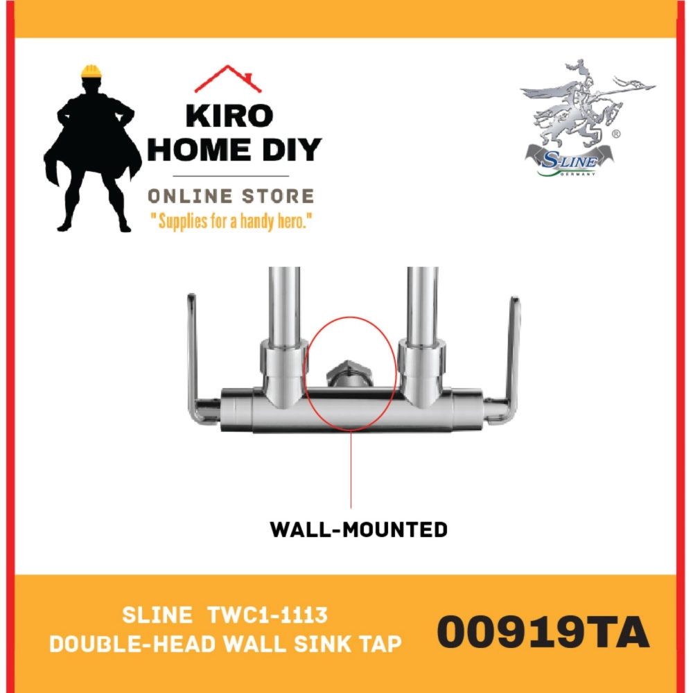 SLINE  TWC1-1113 Double-Head Wall Sink Tap - 00919TA