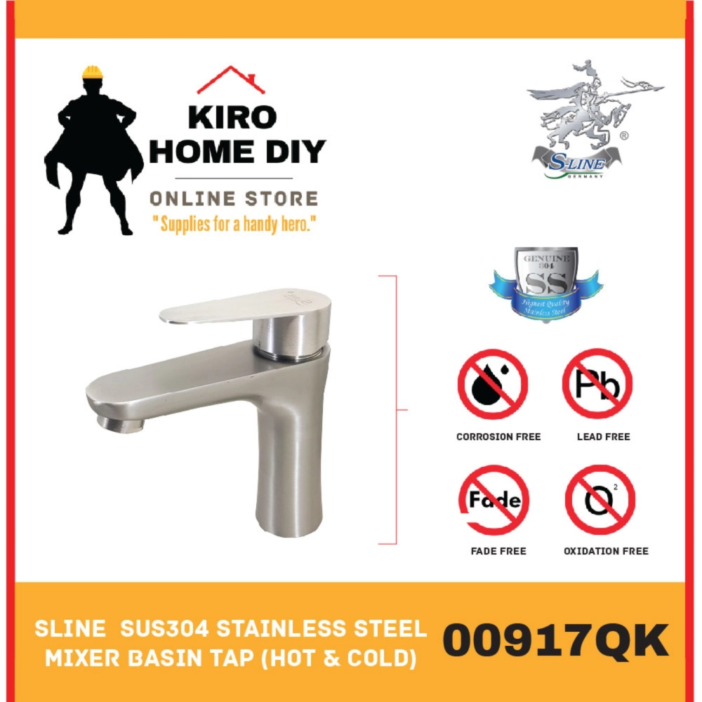 SLINE SUS304 Stainless Steel Mixer Basin/ Sink Tap (Hot & Cold) - 00917QK