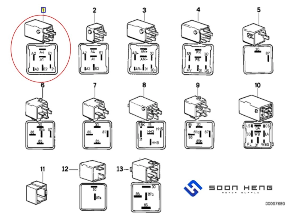 BMW E34 and E32 - Day Light Driving Relay (Original BMW)