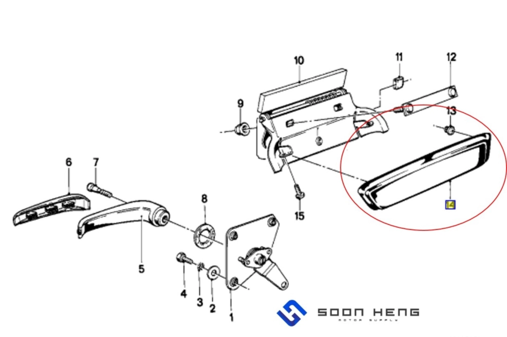 BMW M1 E26, E21, E28 and E12 - Front External Door Handle (Original BMW)