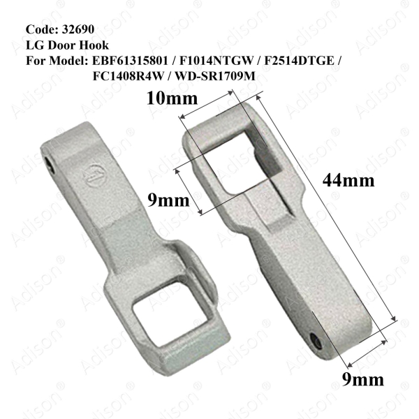 Code: 32690 LG Door Hook For EBF61315801 / F1014NTGW / F2514DTGE / FC1408R4W / WD-SR1709M Door Handle Washing Machine Parts Melaka, Malaysia Supplier, Wholesaler, Supply, Supplies | Adison Component Sdn Bhd