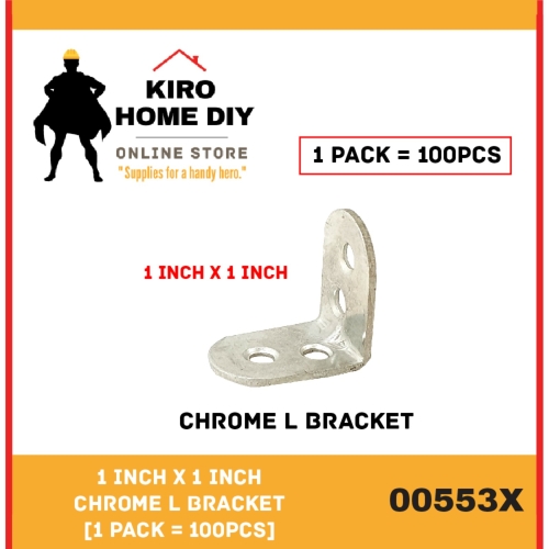 1 Inch X 1 Inch Chrome L Bracket [1 Pack = 100PCS] - 00553X