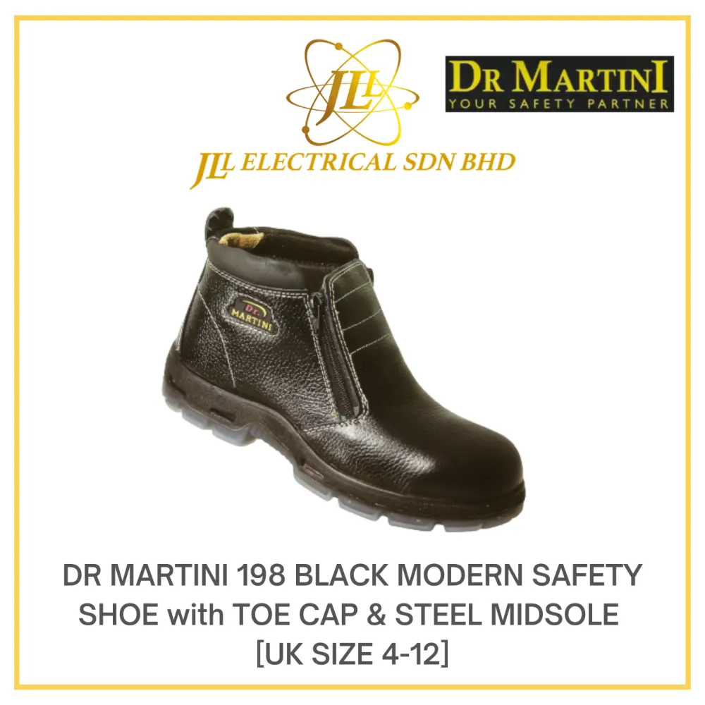 DR MARTINI 198 BLACK MODERN SAFETY WITH TOE CAP & STEEL MIDSOLE SHOES BOOTS UK SIZE 7