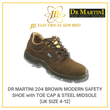 DR MARTINI 204 BROWN MODERN SAFETY WITH TOE CAP & STEEL MIDSOLE SHOES BOOTS [UK SIZE 4-12]