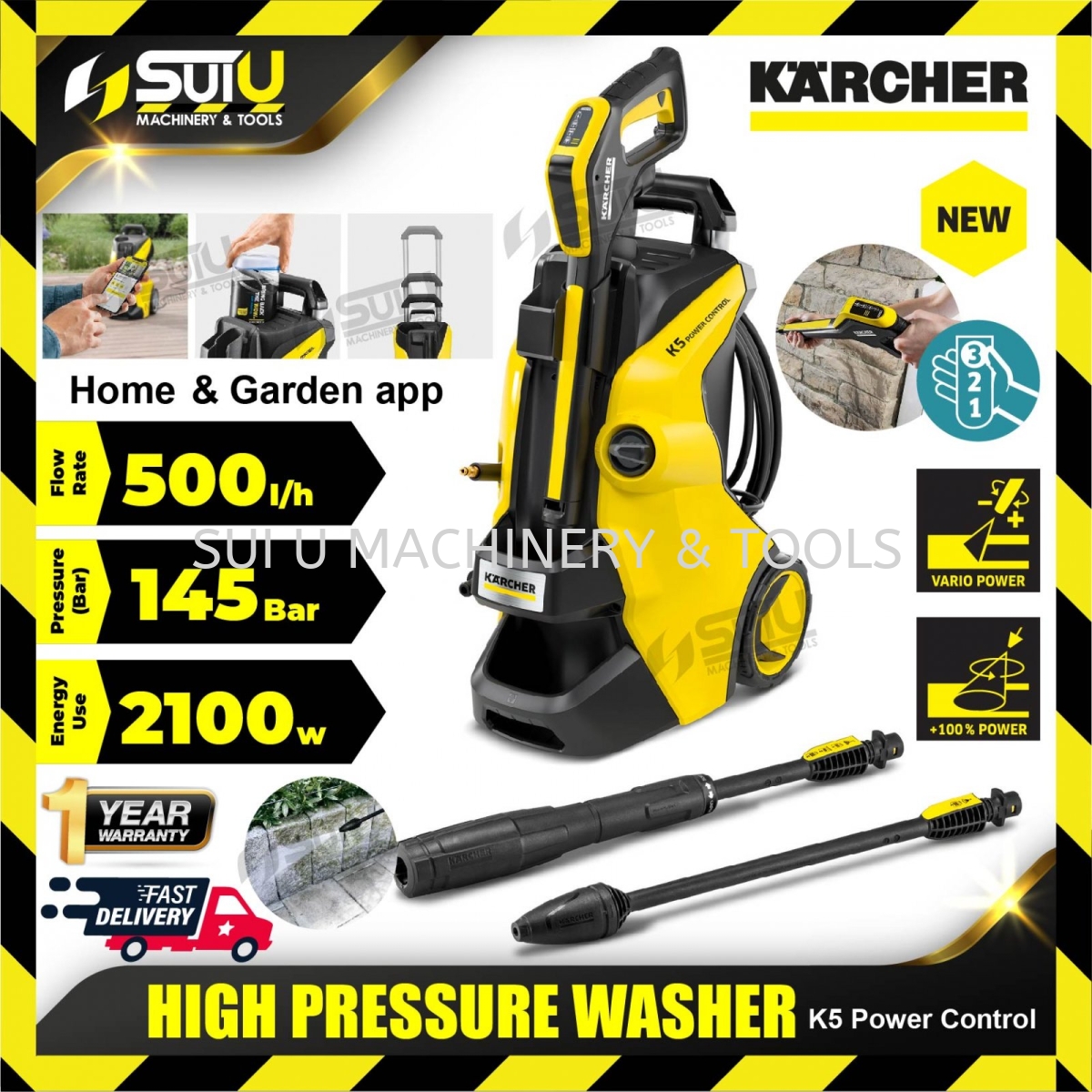KARCHER K5 Power Control High Pressure Washer 145bar 2100W High Pressure  Washer Cleaning Equipment Kuala Lumpur (