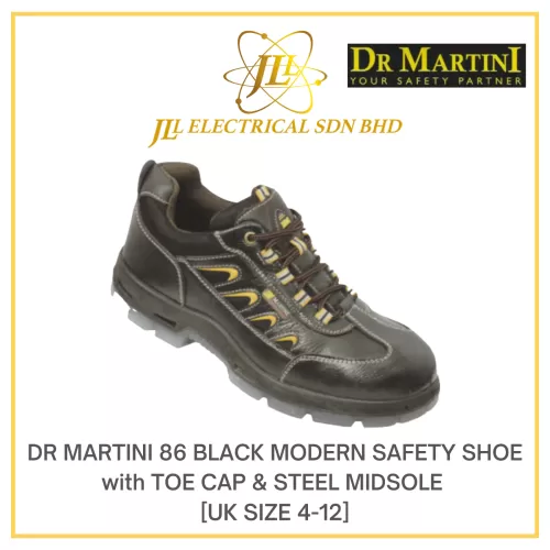 DR MARTINI 86 BLACK MODERN SAFETY WITH TOE CAP & STEEL MIDSOLE SHOES BOOTS [UK SIZE 4-12]