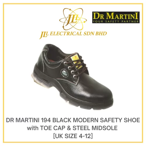 DR MARTINI 194 BLACK MODERN SAFETY WITH TOE CAP & STEEL MIDSOLE SHOES BOOTS UK SIZE 7 ONLY