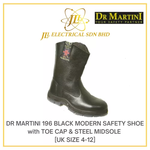 DR MARTINI 196 BLACK MODERN SAFETY WITH TOE CAP & STEEL MIDSOLE SHOES BOOTS [UK SIZE 4-12]