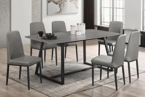 CRYSTAL CERAMIC DINING SET 1+6 (GREY) (9113 + C20291)