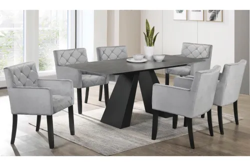 IVANO CERAMIC DINING SET 1+6 (GREY) (9113 + S81501)