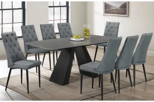 IVANO CERAMIC DINING SET 1+8 (BLACK) (9113 +MJOVY-B)