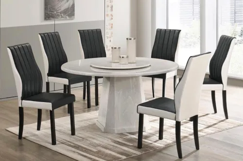 GIULIA ROUND MARBLE DINING SET 1+6 (1300T&L (908) + H6033)