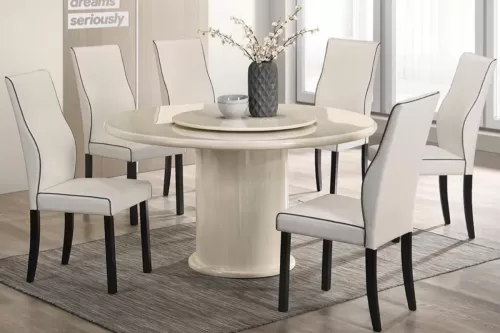 LORENZO ROUND MARBLE DINING SET 1+6 (1350T&L + H6036)