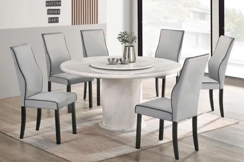 TUSCANY ROUND MARBLE DINING SET 1+6 (1350T&L + H6037)