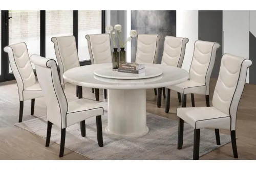 LORENZO ROUND MARBLE DINING SET 1+8 (1500T&L + H2036)