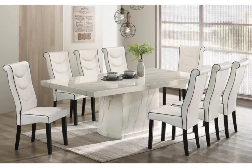 AIMEE RECTANGULAR MARBLE DINING SET 1+8 (1021T&L(3893) + H2036)