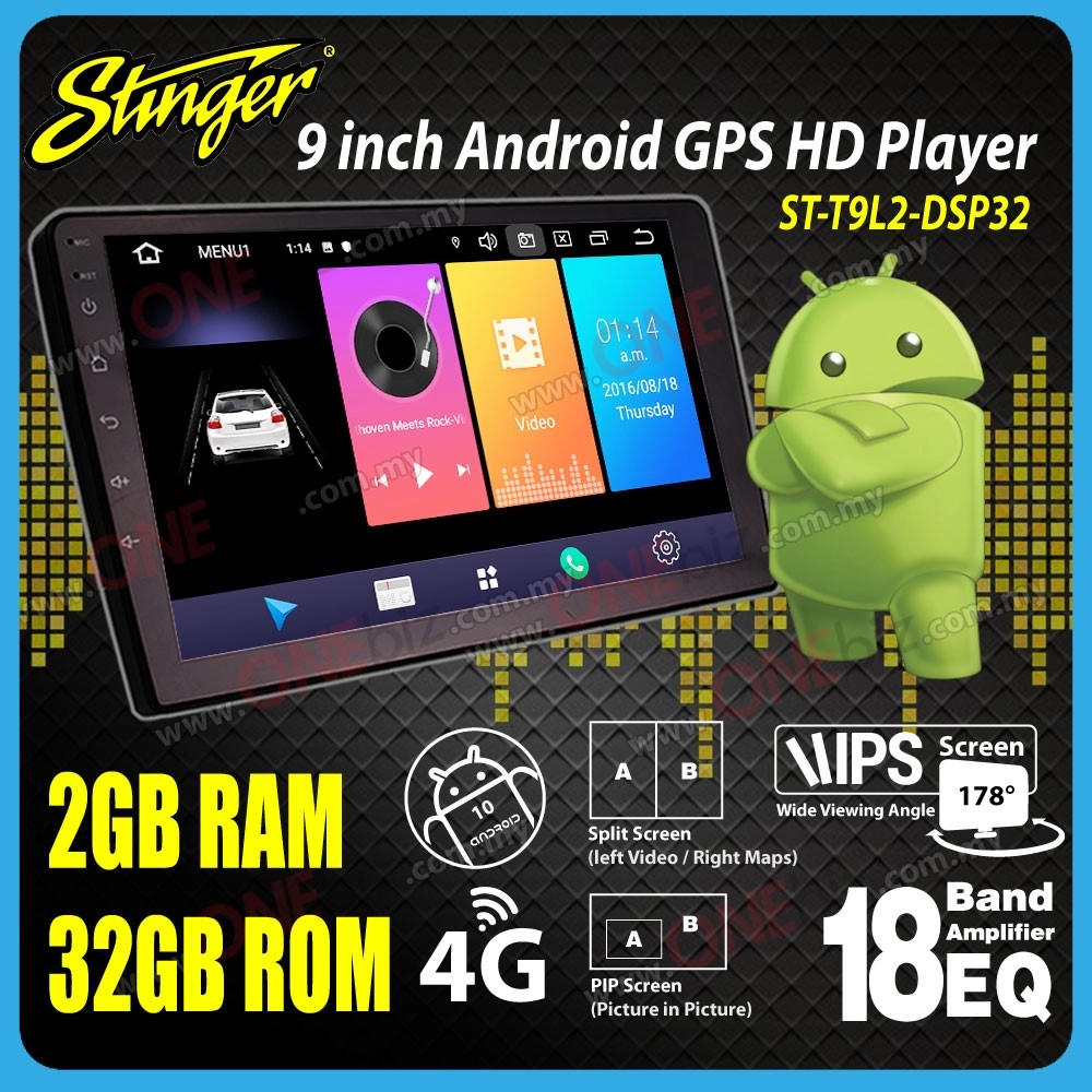 Stinger 9 Inch / 10.1 inch Android GPS HD Player 2GB RAM + 32GB ROM + DSP Setting + 4G Sim Card Slot - ST-T9L2-DSP32 /ST-T10L2-DSP32