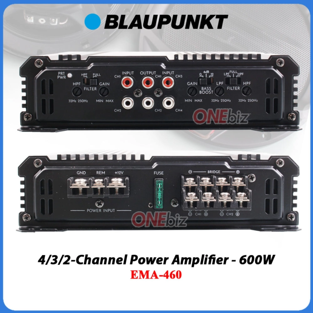 Blaupunkt 4/3/2-Channel Power Amplifier - 600W + 6.6 Inch 4-Way Quadaxial Speaker 100W - BP-AP1664N460