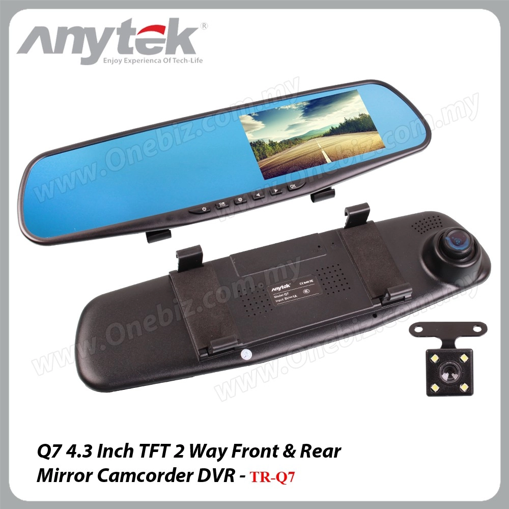 Anytek Q7 4.3 Inch TFT 2 Way Front & Rear Mirror Camcorder DVR - TR-Q7