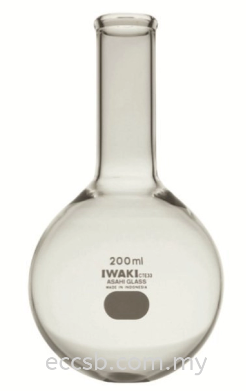 Round Bottom Flask, Long, Narrow Neck (Brand: PYREX/IWAKI)