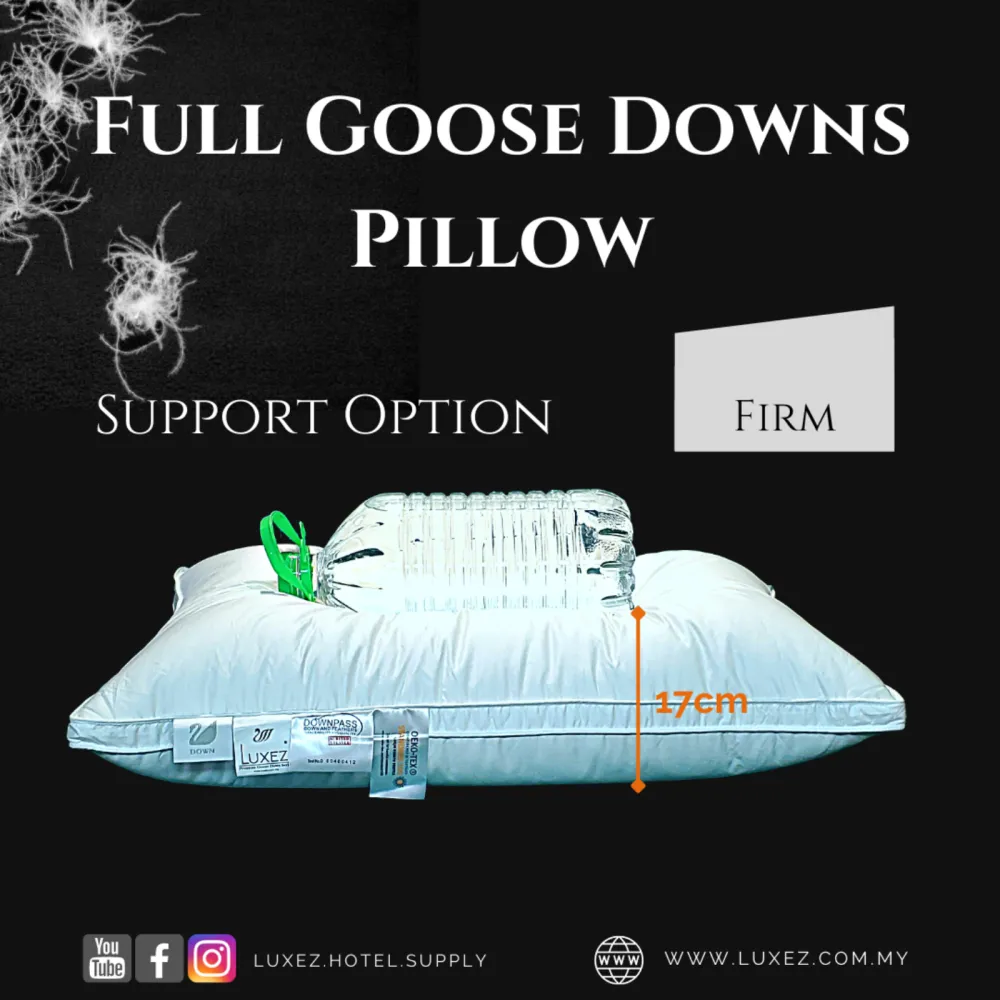 Luxez Full Goose Downs Pillow (Soft / Medium / Firm) - The Cloud Sleeping Series