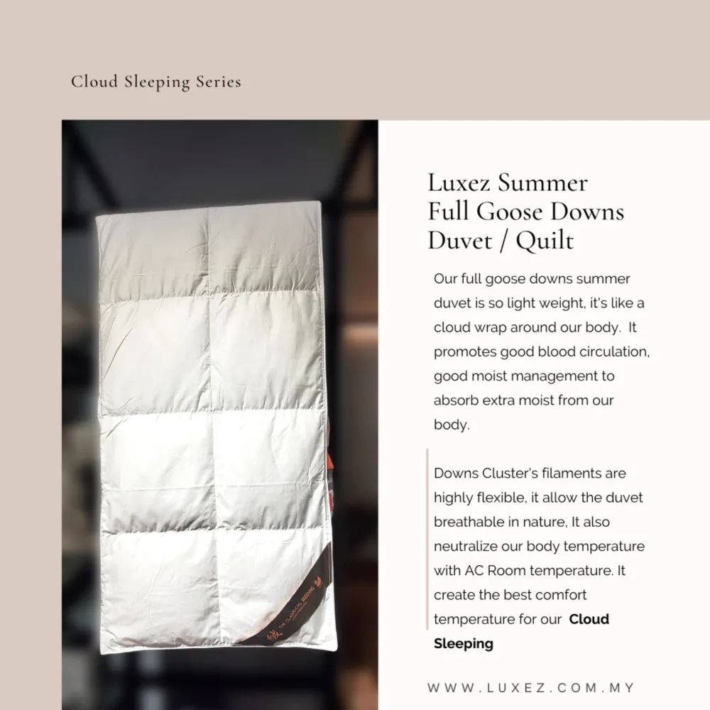 Luxez Full Goose Downs Duvet Quilt (For Summer) The Cloud Sleeping